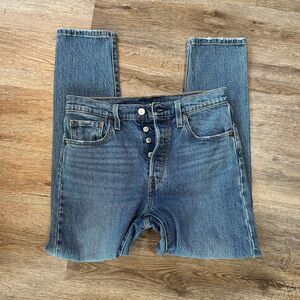 Levis Womens 501 Button Fly Jeans Size 28 x 28 Straight Leg High Rise